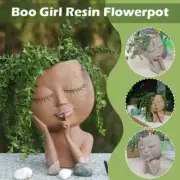Face Planters Flower Pots Resin Head Planter Cute Faces Plant Pots Closed-Eyes
