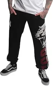 [Yakuza] Men's Wildcat Loose Jogging Bottoms, Black