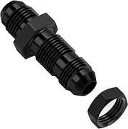 TRUCKMETER Straight 4AN to 4AN Male Bulkhead Flare Fitting Adapter with 4AN Nut, Black Hard Aluminum Hex Anodized Connector, Automotive Accessories Suitable for Vehicle Fuel Oil Line Modification