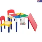 2 in 1 Multi Kids Activity Table Chair Set with Creative Building Blocks - 10...