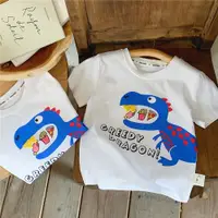 在飛比找ETMall東森購物網優惠-可愛F0134小恐龍短袖寶寶兒童T恤
