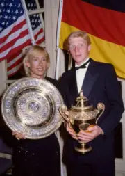 Singles Champions Martina Navratilova of the USA and Boris Becker - Old Photo