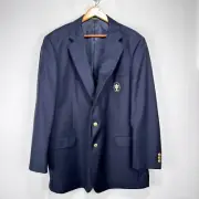 NEW Bobby Jones Blazer Sport Coat Men 46L Navy Gold Buttons Wool Hickey Freeman