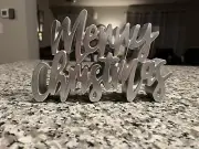 Silver Merry Christmas Table Decor