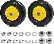 9x3.50-4" Flat Free Tire and Wheel Lawnmower Tire,front zero turn mower/garden tractors/wheelbarrows/garden carts Tires With 3/4" & 5/8" Bushing,3.5"-4" Centered Hub(Set of 2)