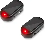 Car Alarm Light Car Solar Power Simulated Dummy Alarm Warning Anti-Theft LED Flashing Security Light with New USB Port, Red x2