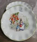 Peter Rabbit Beatrix Potter Set of 4 Salad Plates Scalloped Green Easter 8" D