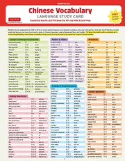 Mandarin Chinese Vocabulary Language Study Card
