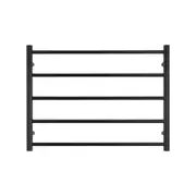 Radiant Matte Black 750 x 550mm Round Heated Towel Rail (Left Wiring) BRTR03LEFT