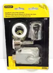 Stanley Deadbolt Lock & Key Cylinder 73-0860 Aluminum Clear Coated