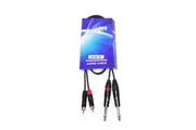 BravoPro PD004-01 1M Dual Cable 2 x 6.35mm TS Mono Jack Plugs to 2 x RCA Male
