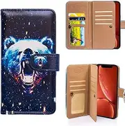iPhone 11 Case,Bcov Strong Black Bear Multifunction Wallet Leather Cover Case for iPhone 11