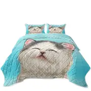 Adorable Smiling Kitten for Kids Coverlet