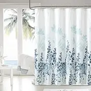 Shower Curtain with Metal Hooks, 72" x 72" Thick Heavy Duty Fabric Bathroom Shower Curtain Set with Hooks No Chemical Odor Rust-Resistant Grommet Holes Modern Home Decorations Blue Flowers