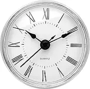 uxcell 2.8" 70mm Quartz Clock Insert, Round Quartz Movement Miniature Clock Mini Roman Numeral Clock Fit 61mm/2.4" Diameter Hole for Replacement Home, Style 21, White/Gold Tone