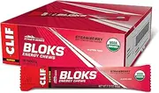 CLIF BLOKS - Strawberry Flavour - Energy Chews - Non-GMO - Plant Based - Fast Fuel for Cycling and Running - Quick Carbohydrates and Electrolytes - 60g. (18 Count)