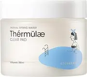 Thermulae Clear Pads 100 Count with Travel Case | Korean Skin Care Facial Toner Pads | 200 ml of Hydrating Nutrient Rich Essence to Restore Balanced Complexion