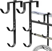 Fence Hooks for Pool Equipment, Set of 2 Pool Equipment Organizer Hook, Width Adjustable, Weather-Resistant, Poolside Storage for Towel Skimmer Hose Leaves Rakes Nets