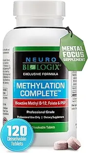 Neurobiologix Methylation Complete™ Vitamin B12 Supplements - 120 Sublingual Tablets with Methylcobalamin, Bioactive B12, Methyl Folate, Fruit Punch Flavor for Focus, MTFHR, Vegan & Gluten-Free