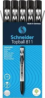 Schneider Topball 811 Rollerball Pen, 0.5 mm Conical Tip, Refillable, Black Ink, Box of 10 Pens (8111)