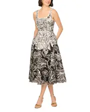 Aidan Mattox Embroidered Organza Midi Dress