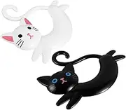 FONDOTIN 1 Set Adorable Cat Wall Hooks No Drill Cartoon Towel Rack for Kitchen Bathroom Space Saving Decorative Key Hooks Cute Cat Design Easy Installation