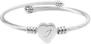 [ShopINess] Heart cable initial name bracelet