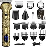 Dragon,Professional 5 in 1 Hair Clippers & Beard Trimmer for Men, 7000RPM Brushless Motor & Stainless Steels Blade, Rechargeable Cordless Barber Clipper for Nose, Body, Face & Mustache