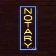 NEW "NOTARY" w/BORDER VERTICAL 30x12x1 INCH LED FLEX WINDOW INDOOR SIGN 31009