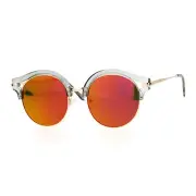 Womens Fashion Sunglasses Round Circle Accent Top Mirror Lens