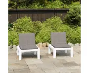 Outdoor Garden Lounge Chairs Set of Two with Cushions Patio Furniture White