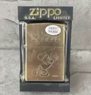 Zippo Popeye Brass Oil Lighter with Case 1941 Replica 2002 Mint From JAPAN Rare