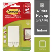 3M Command Picture Hanging Strips Medium White 4 pack