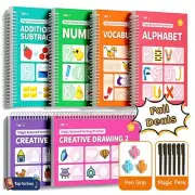 Reusable Handwriting Exercise Book Learning Set For Children 6 Books + 6