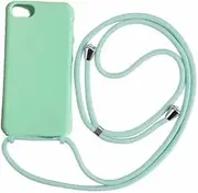 PuYu Zhe Compatible for iPhone 6/7/8 Case,Silicone Crossbody Cover TPU Shell Adjustable Cord Lanyard Slim Stylish Shockproof Case-Mint Green
