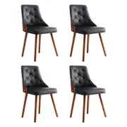 Set of 4 Dining Chairs Black PU