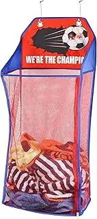 Store & Score Over The Door Hanging Kids Fun LED Basketball Light-Up Collapsible Mesh Laundry Hamper Basket, Toy Chest, Heavy Duty Metal Hooks Included. Patent Pending