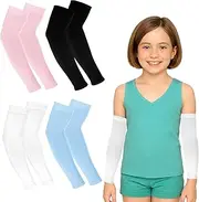 [ValueBargain] Kids Volleyball Arm Sleeves, 4 Pairs 11" Youth Volleyball Arm Sleeves, Kids Compression Sleeve for Boys and Girls (4 Colors), Multi-colored