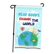 Read Books Change the World Garden Flag - Welcome Library Home Door Sign Flag