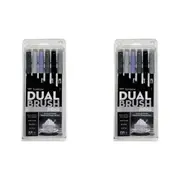 2x 6pc Tombow Dual Brush Water-Based Pen Art/Craft Drawing Sketching Greyscale