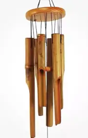 Bamboo Wind Chimes, Outdoor Wooden Wind Chime with Amazing Deep Tone for Garden,