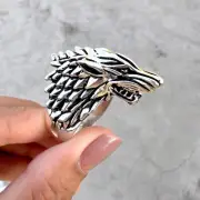 Wolf Face Ring, Men and women Silver Oxidized Ring Gift Jewelry