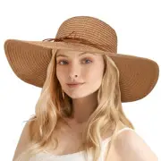Womens Sun Straw Hat Wide Brim UPF 50 Beach Floppy Beach Hats for Women UV Pr...