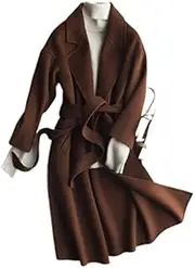 [Generic] Winter Solid Color Cashmere Coat Women Mid-Length Wool Coat Autumn Cashmere Coat Commuting (Color : A, Size : M Co