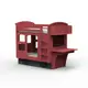 【hoi! 】 比利時Mathy by Bols 四輪車雙層兒童床附層架及書桌 90x190-酒紅色/含安裝運送