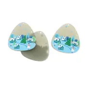 2 Snowman Winter Scene Painted Resin Charms - K539