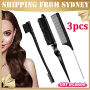 3 Pcs Slick Brush Set Bristle Hair Brush Teasing Comb Edge Hair Brush Grooming