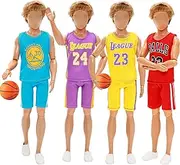 Miunana Boy Doll Clothes 3 Sets Fashion Basketball Outfit Sports Suits Casual Wear Top and Pants for 12 Inch Male Dolls