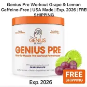 Genius PreWorkout Grape & Lemon|Caffeine-Free|USA Made|Exp. 06/26|FREE SHIPPING