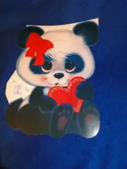 New Vintage Paper Art Die Cut Double Sided Valentine Panda Bear Wall Decor